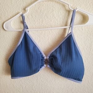 Blue Ribbed Bikini Top Large Summer Vacation Resort Beach Casual Party Festival